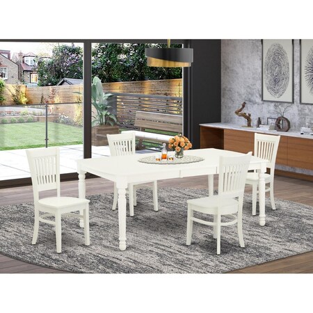 East West Furniture 5 Piece Dover Dinette Set - Linen White DOVA5-LWH-W